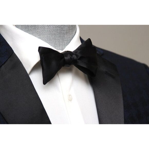 NWT Men's bow tie 100%Silk Charmeuse Black Self tied‎ Bow tie Straight - Picture 13 of 16
